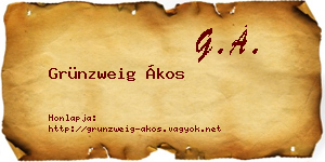 Grünzweig Ákos névjegykártya